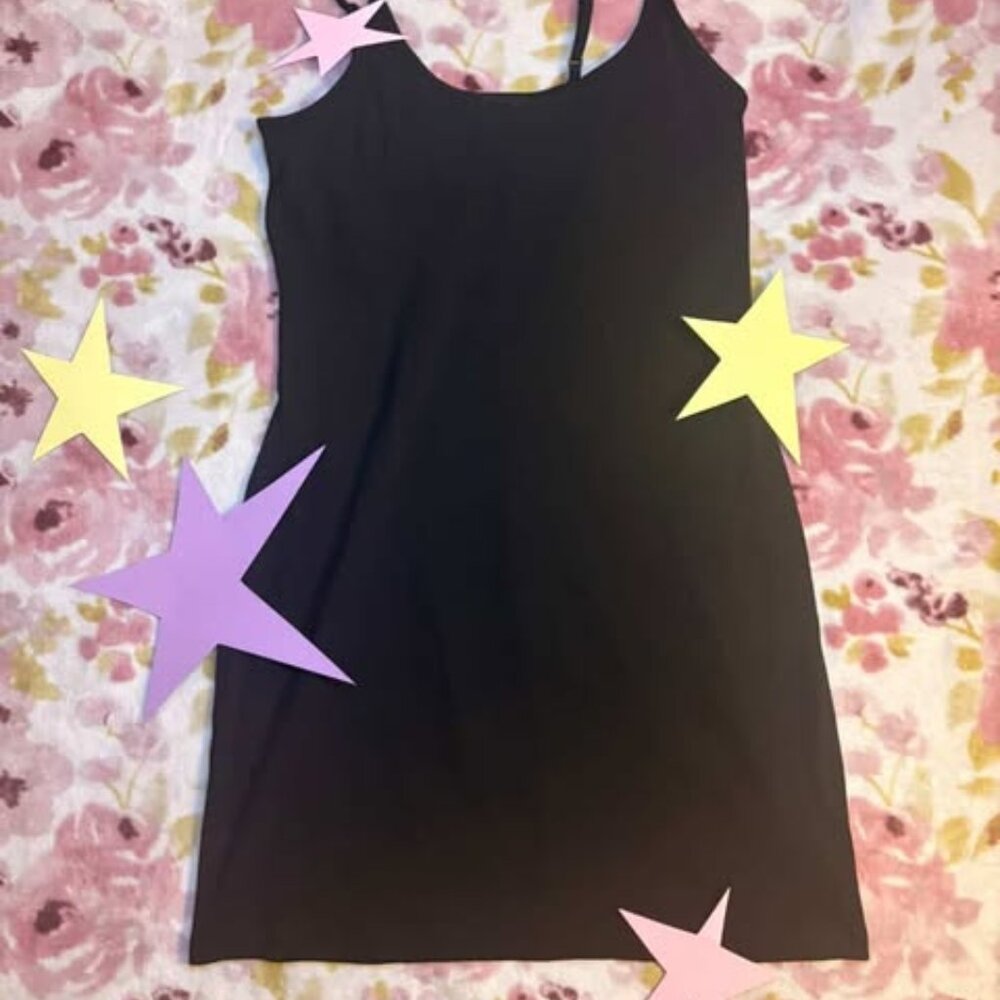 Ribbed Midi Black Dress